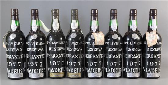 Eight bottles of DOliveiras Reserva Terrantez Madeira, 1977.